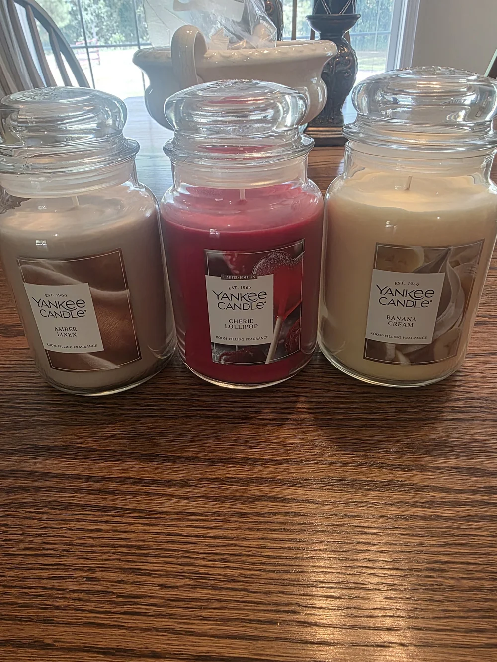 Yankee Candle Trio Jar Set — Red, Cream, Tan